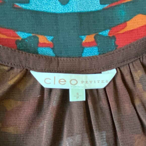 Cleo Petites Abstract Design 3/4 Sleeve Blouse S - Picture 4 of 5